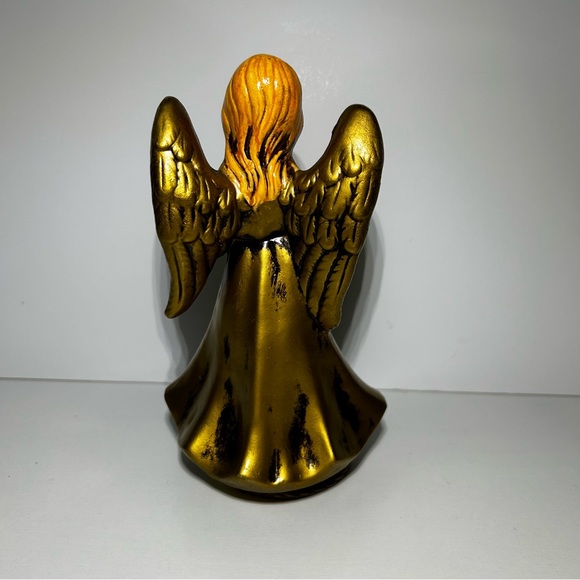 Golden Christmas Angel Holding Accordion Japan Vintage Musical Silent Night - Picture 4 of 8